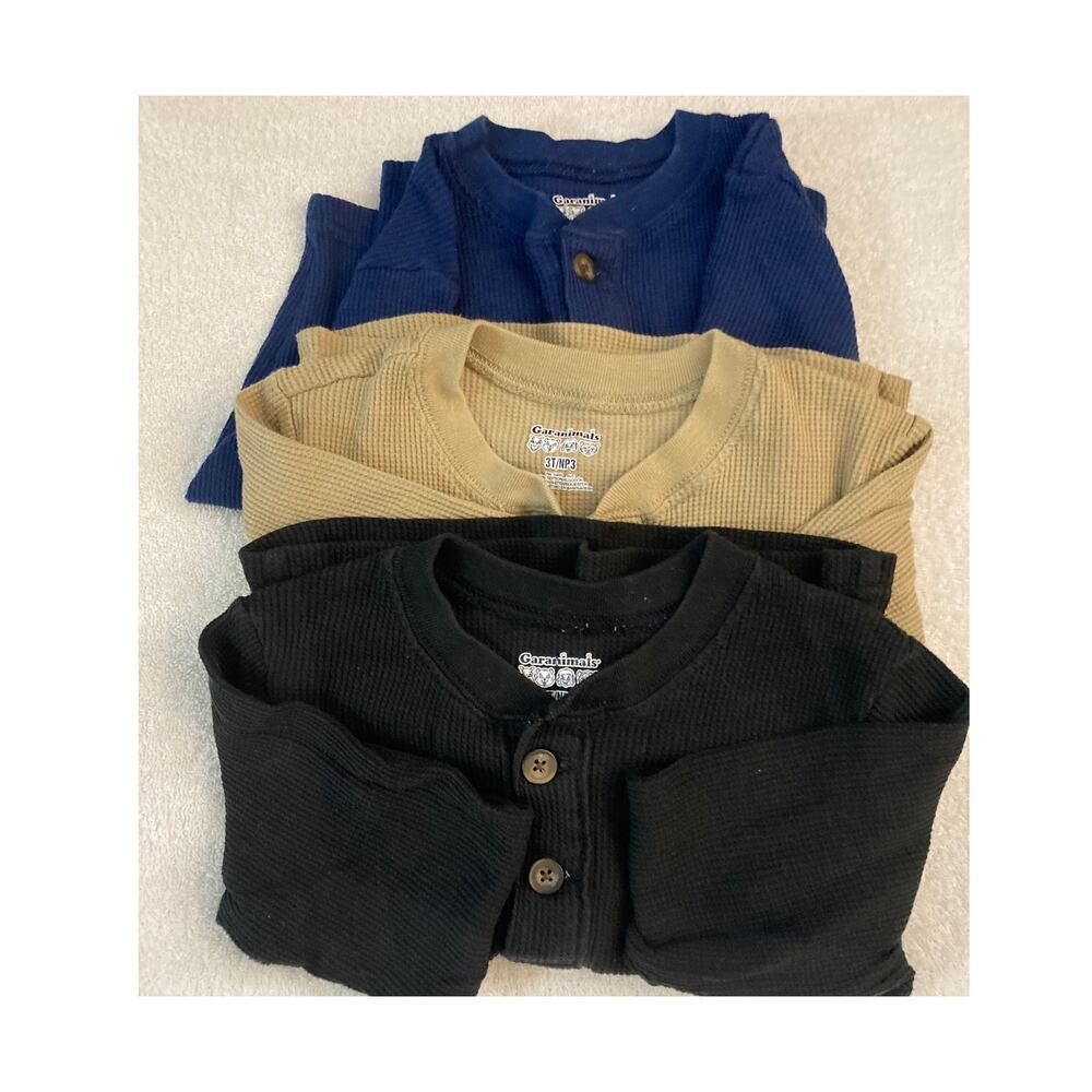 Lot of Three (3) Garanimals Henley Long Sleeve 3T Shirts